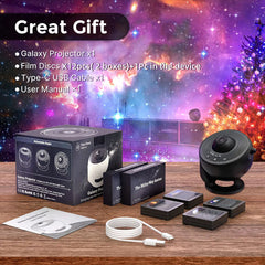 13 In 1 Galaxy Ultral Star Projector HD Image Area LED Night Light, 13 Film Discs,360° Rotate 1/2h Timer for Kids&Adults Bedroom
